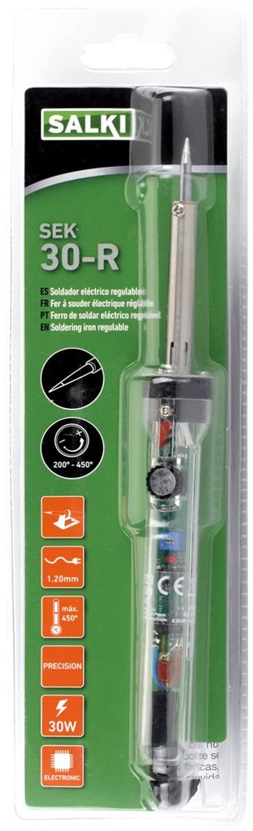 SnelShoppen - Elektrische Soldeerbout SEK 30 W-R - Dimbaar Soldeerstation met Instelbare Temperatuur 330 ° - 450 °, Conikstiftpunt voor Professioneel