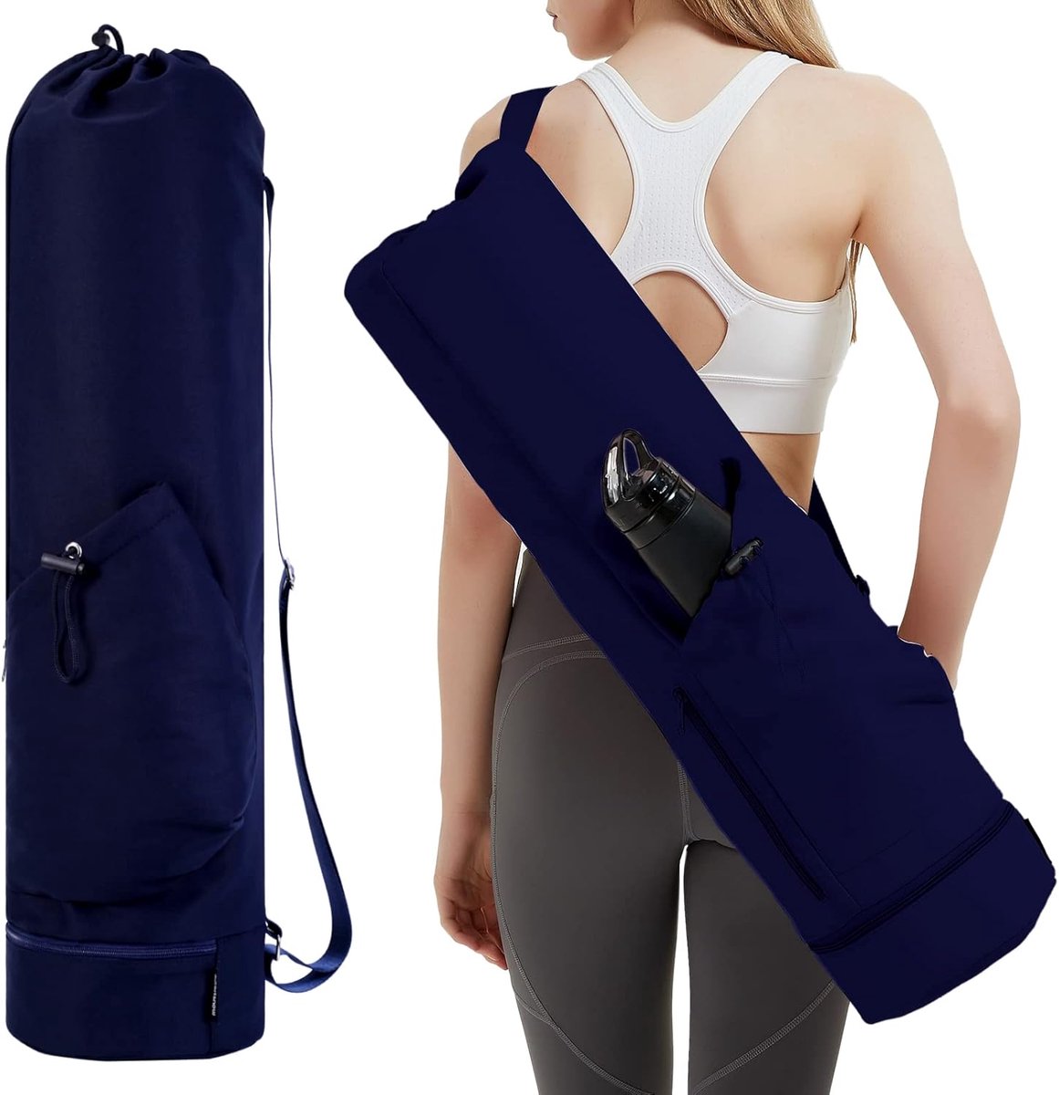 SnelShoppen - Yogatas met Vak voor Natte Spullen en Fleshouder Sporttas voor Dames Verstelbare Schouderband Gym Yoga Tas voor Pilates, Yogamatten & Yo