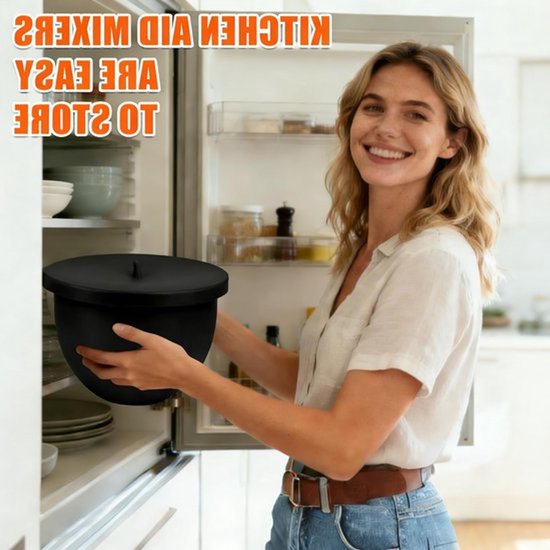 Siliconen Mengkom Inzetstuk - Kom Bescherming Deksel - Mixen Bewaren - Voedselveilig Temperatuurbestendig - 5 Qt 4.8L - Zwart — afbeelding 2