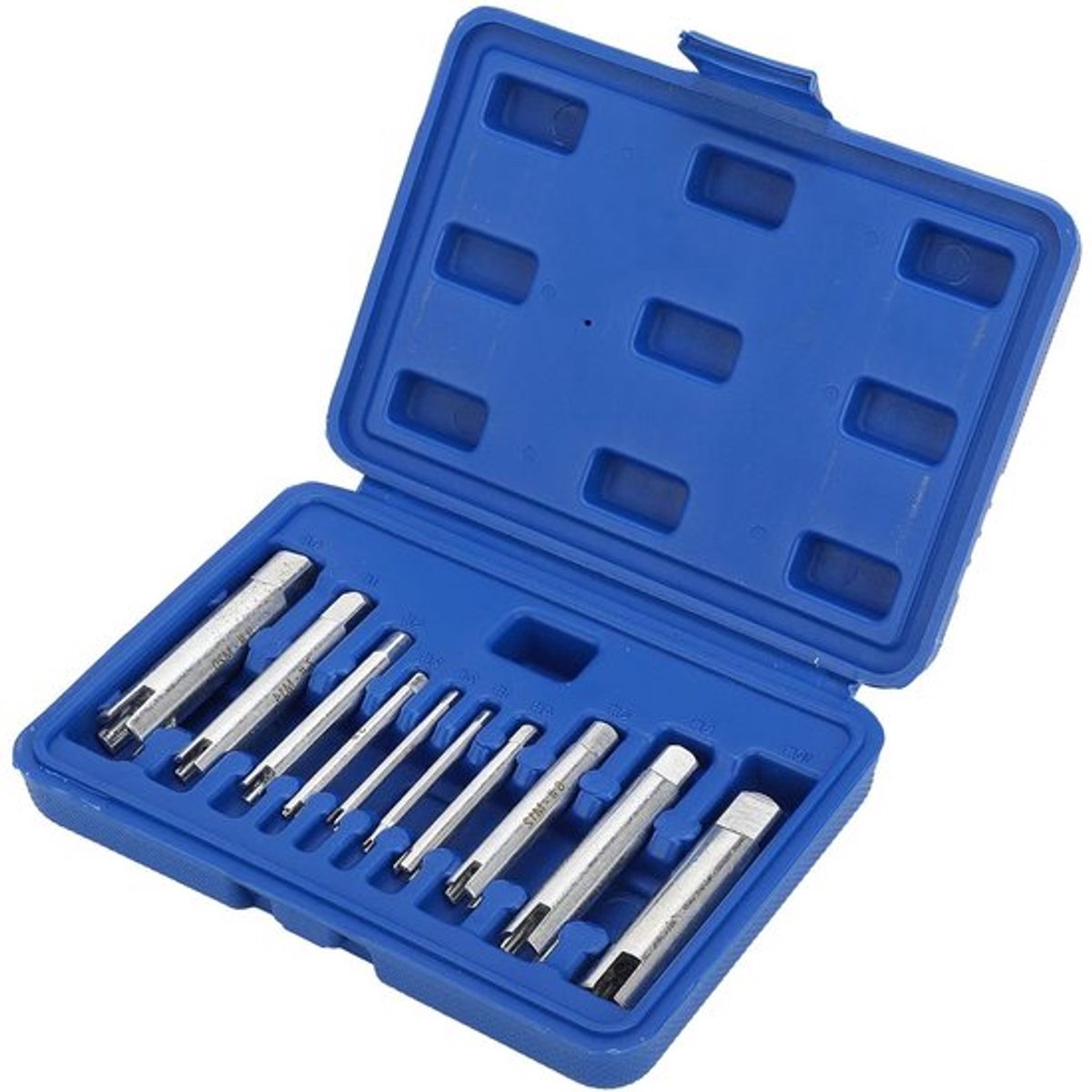 Set van 10 Stuks Schroef Extractor en Tap Extractor Gereedschap voor het Verwijderen van Gebroken Schroeven met Opbergdoos