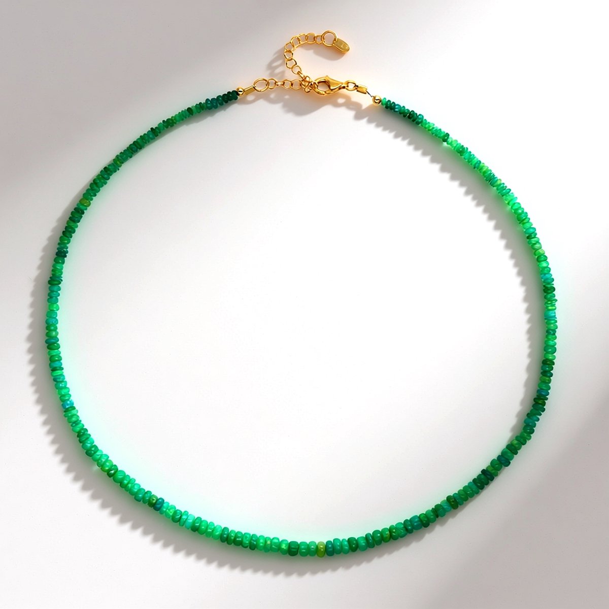 Cavill - Zilveren Luxe Halsketting - 925 Sterling Zilver Verguld - 29,894 ct Groene Ethiopische Opalen - Verstelbare Verfijnde Damesketting