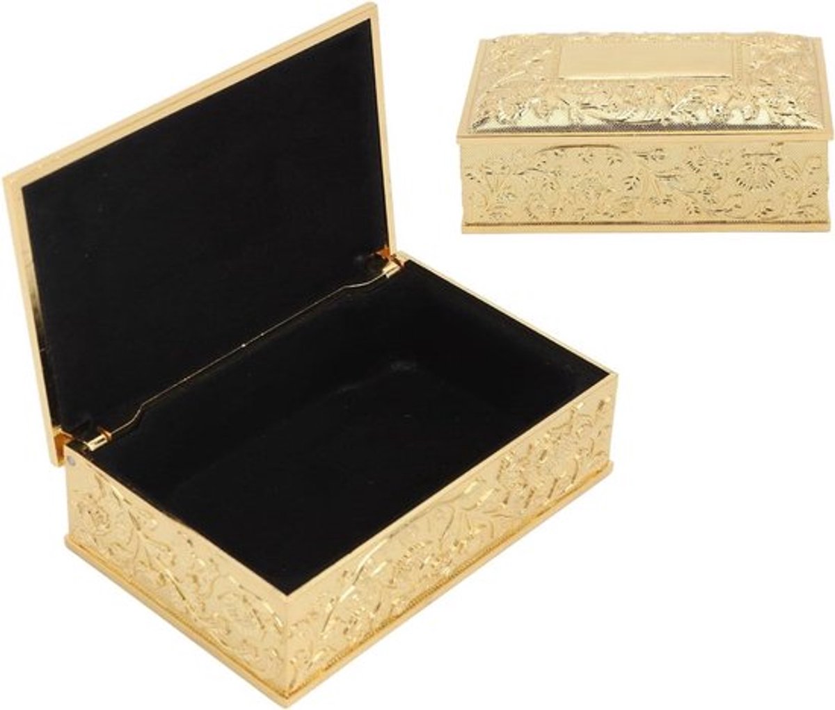 Metalen herinneringsdoos voor sieradenopslag in goudkleur - Vintage stijlvoorwerp voor kantoor- Praktische opbergkist met elegante uitstraling.