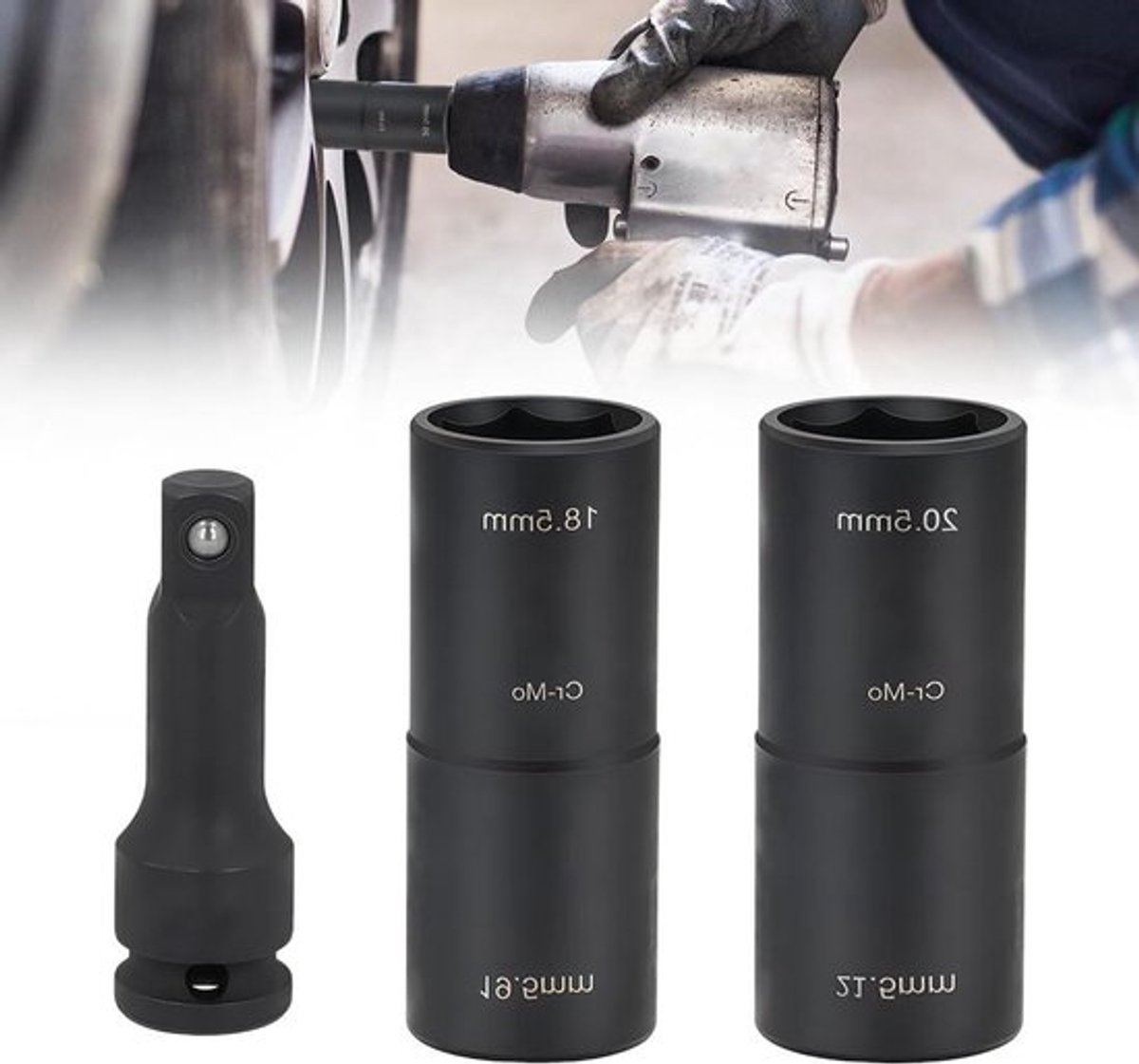 Dopsleutelset 1/2 dubbele kop - 18,5/19,5/20,5/21,5 mm - Slagmoerset - Autogereedschap
