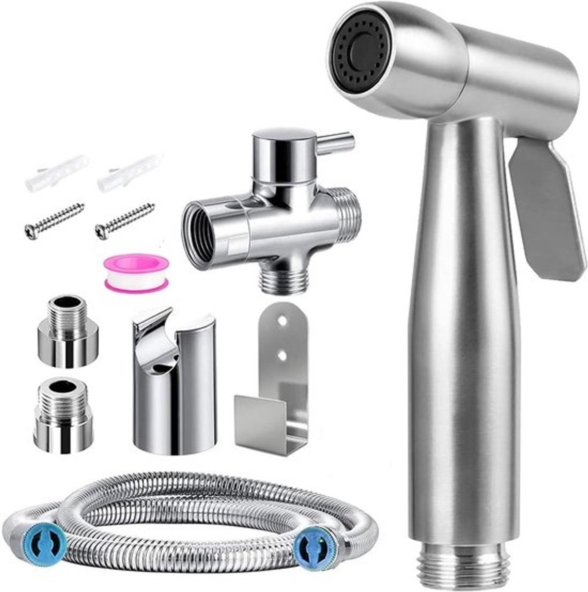 Complete Handdouche Set voor Hygiëne, Bidet en Toiletonderhoud met 3-Weg Ventiel voor Intieme Verzorging