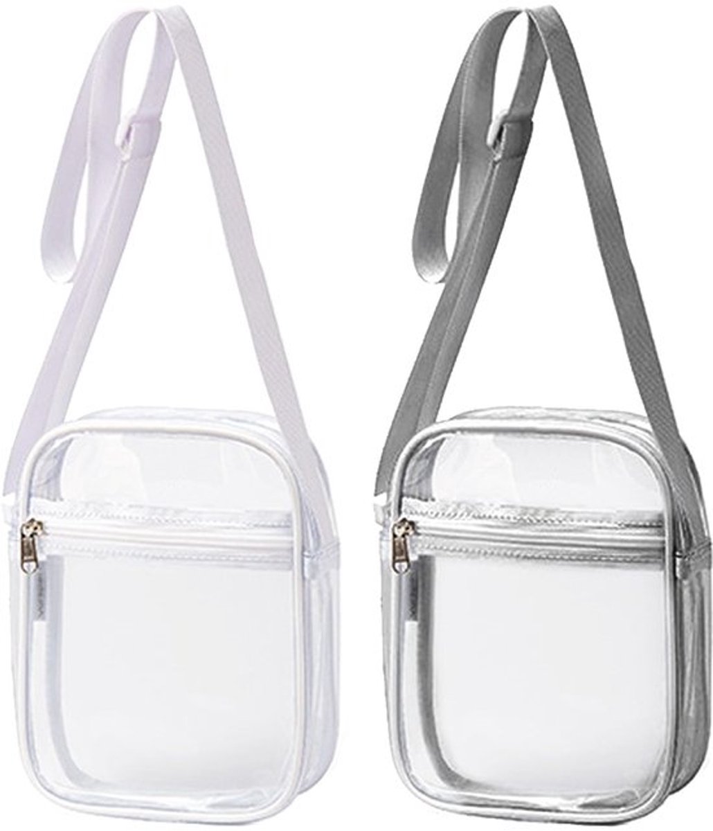 Crossbodytas Transparant - Verstelbare Riem - Waterdichte Boodschappentas - Doorzichtige Schoudertas - Ideaal voor Concerten/Festivals - Ruimte voor Mobiele Telefoon