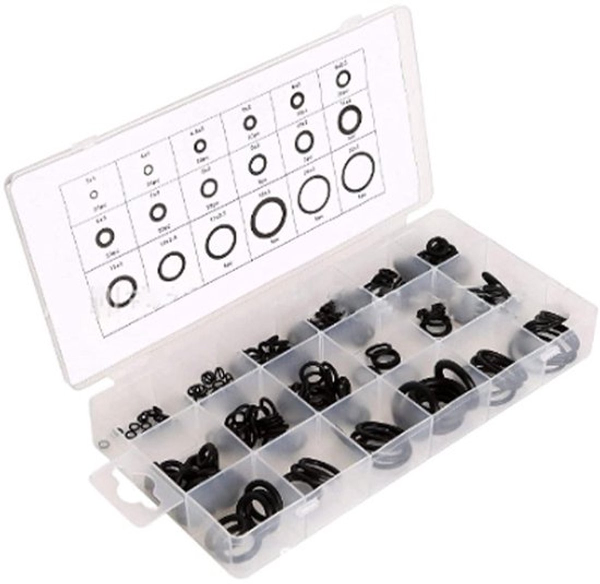 Rubberen O-ring assortimentset - 225 delig - Nitrilrubber - Auto - Kraan - Sanitair