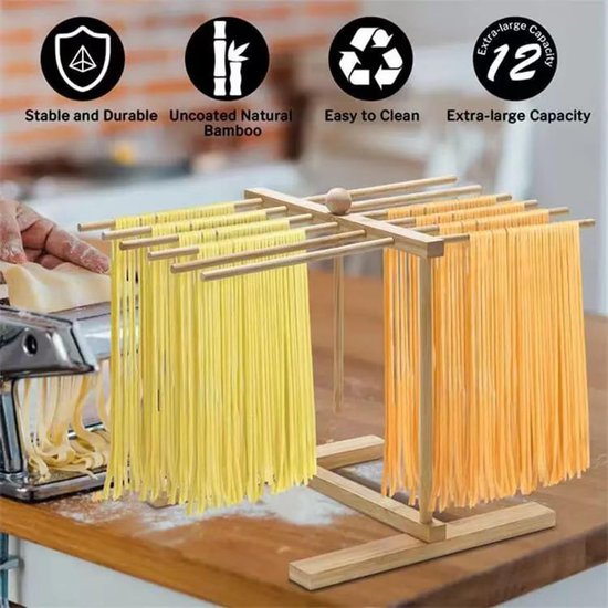 SnelShoppen - Noedelstandaard met 12 Staven, Ruimtebesparende Pastadroger voor Verse Pasta, Makkelijk te Reinigen, Ideaal voor Keuken en Koken van Snelshoppen — afbeelding 4