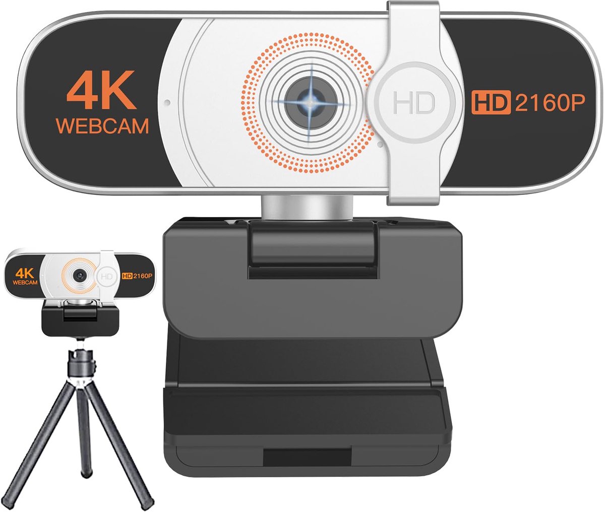 SnelShoppen - 4K Webcam met Microfoon, Privacyhoes, Plug & Play, Webcamera voor PC/Laptop/Conferenties, Ideaal voor Videogesprekken in Hoogwaardige Be