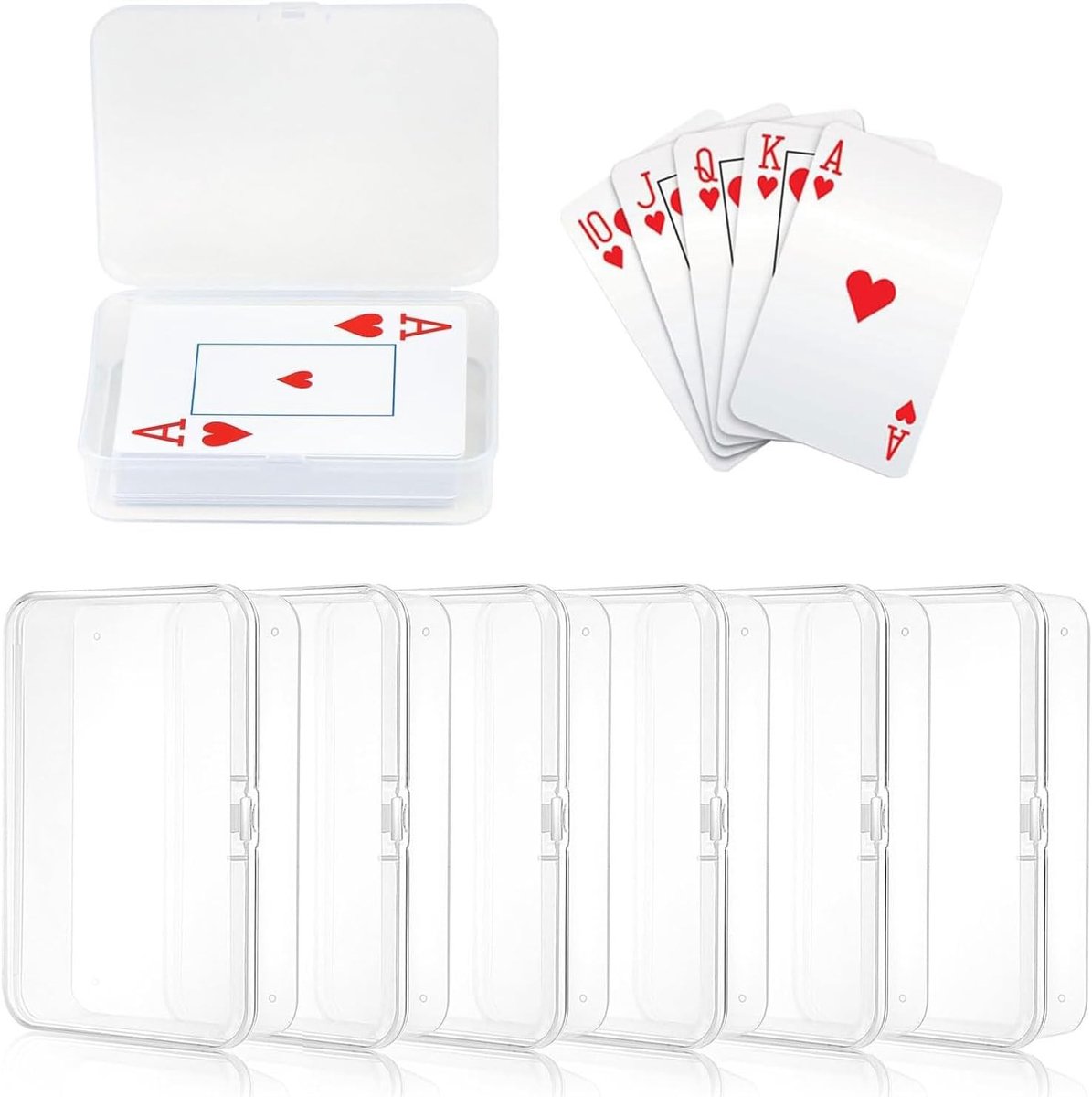 Set van 6 Transparante Kaartdozen, Herbruikbare Plastic Dozen voor Speelkaarten, Handelskaarten en Sportkaarten, Compact en Draagbaar, 10.5 x 7.5 x 2.5 cm