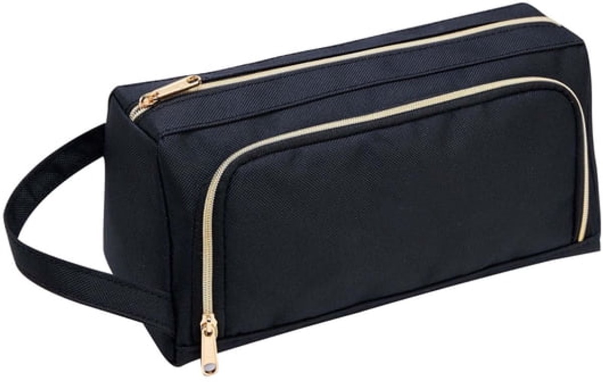 LISM-Leuk etui met ritssluiting, ruim trapeziumvormig etui, draagbare multifunctionele schrijfkist, canvas etui met dubbele ritssluiting voor studenten.