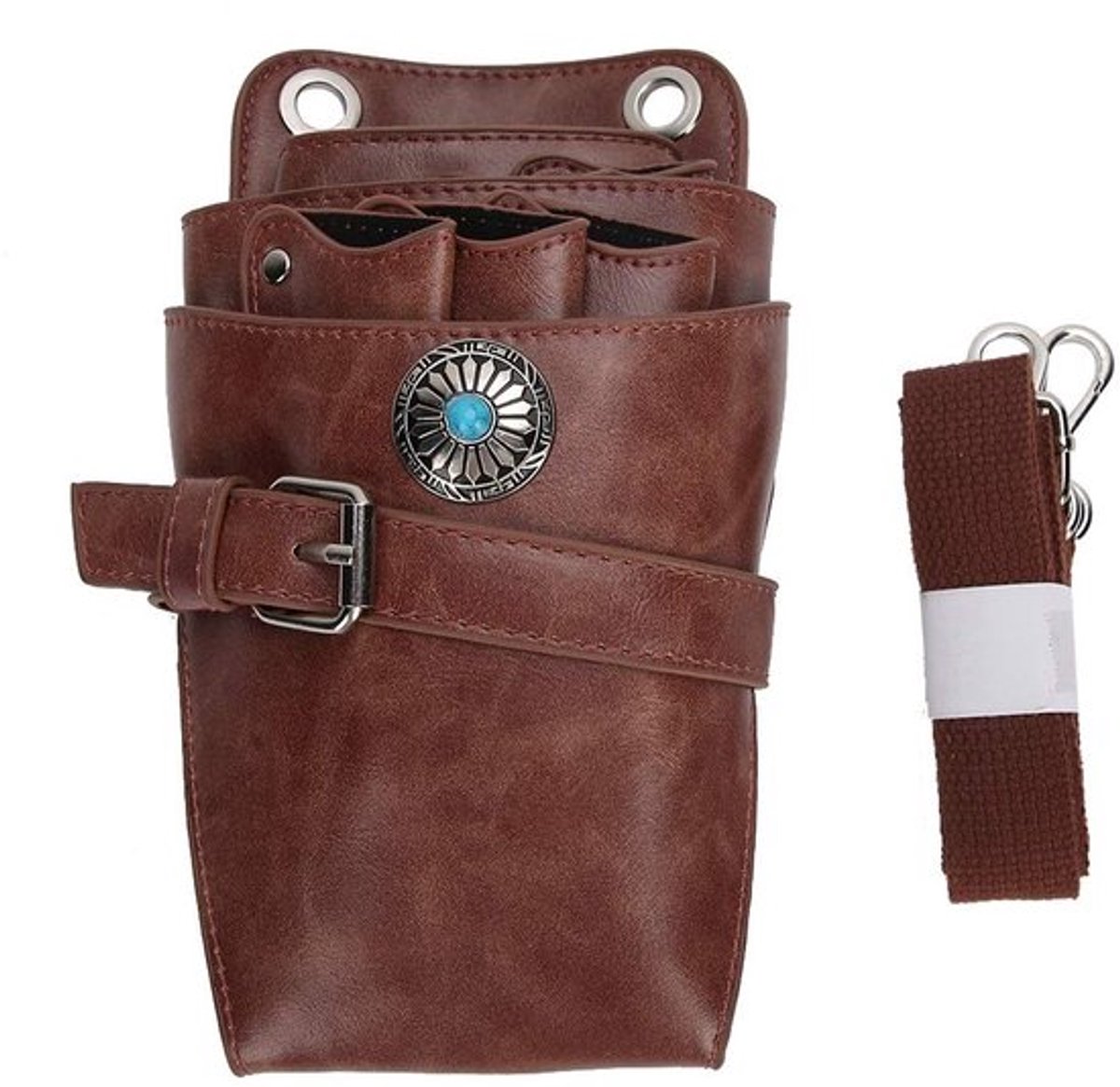 Haar Schaar Holster Pouch - Kappers Tool Case - Stijlvol en Functioneel - Bruin - Bewaar Kappersgereedschap - Ideaal voor Kappers en