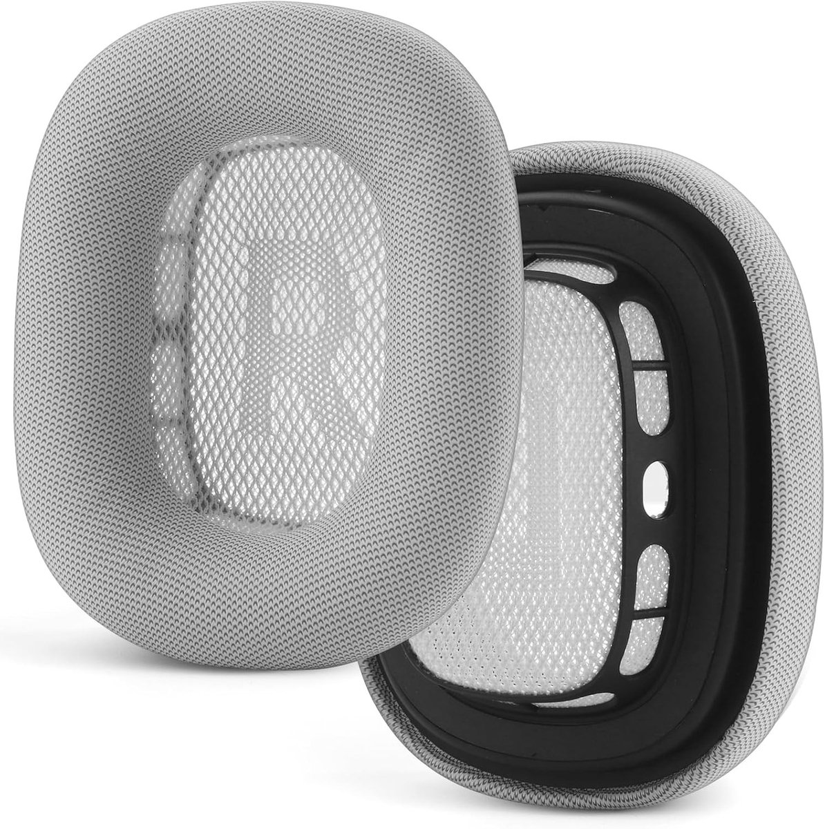 Vervangende Mesh Oorkussens voor Draadloze Hoofdtelefoons, Geluiddempende, Geheugenschuim en Comfortabel Design (Zilver)