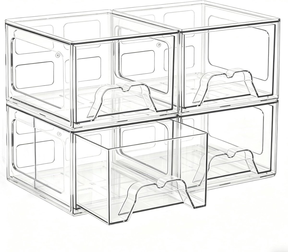 SnelShoppen - Stebopum Acryl Cosmetica-Organizer, Stapelbare Ladebox & Transparante Lade-Organizer voor Make-uptafel en Badkamer (4 Stuks)