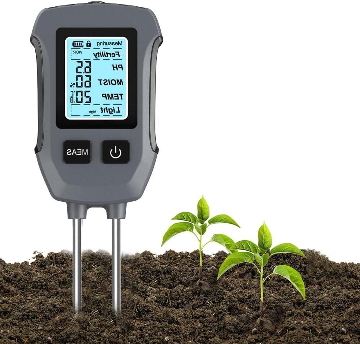 Bodemvochtmeter Planten - 5 in 1 Tester - Planten Verzorgen - Digitaal Display - 6 x 25 cm - Zilver