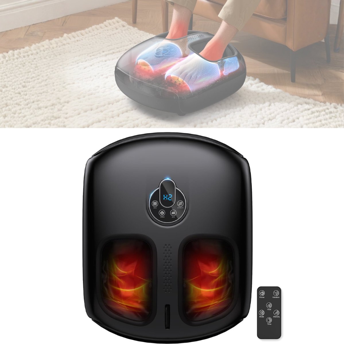 ApexArte® Voetmassage Apparaat met Warmtefunctie - Bloedcirculatieapparaat - Shiatsu Massage - Gebruiksvriendelijk