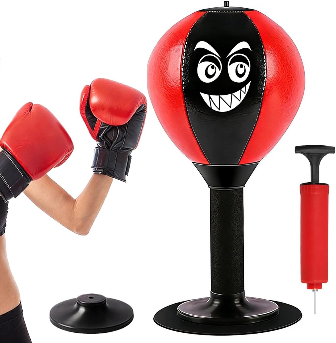 SnelShoppen - ZHITENG Punchingbaltafel, Opblaasbare Bokszak, Vrijstaande Bokszak met Zuignap, Mini-Bokszak voor Thuis en Kantoor, Stressverlichting, I