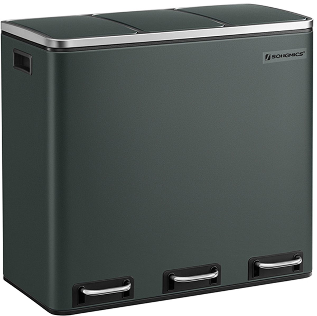 Conway Living® - Prullenbak Afvalscheiding 54 Liter (3x18L) - Pedaalemmer / Vuilnisbak met Soft-Close - 3 Vakken - Antraciet Grijs - 61.5 x 31.5 x 56 cm