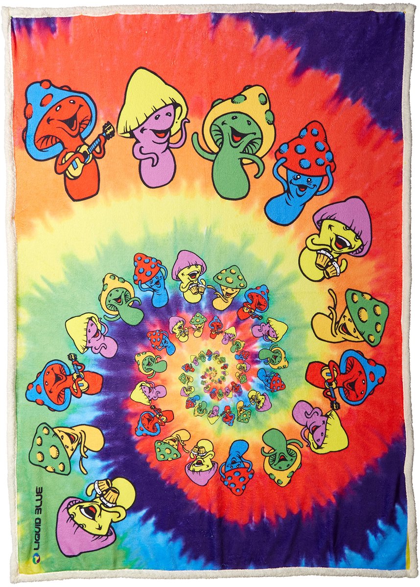 SnelShoppen - Fleece Gooi Deken Warm Koraal Spiraal Shrooms Hippy Tie Dye 50" x 60" voor Camping, Feest en Thuisgebruik