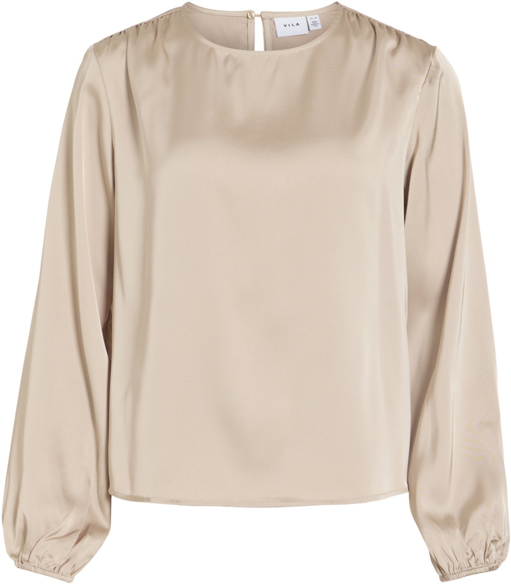 Vila T-shirt Vienna Ravenna L/s O-neck Top 14117303 Cement Dames Maat - 40