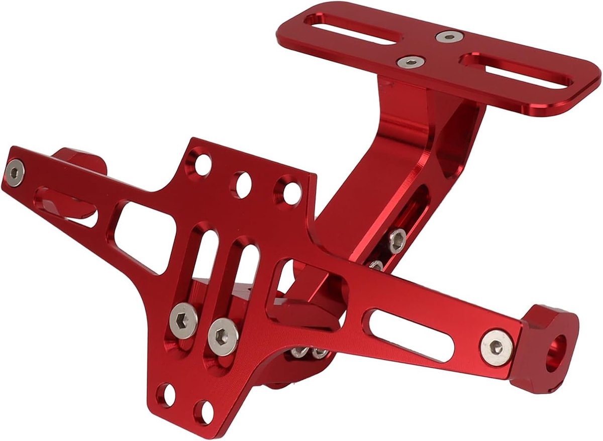 Verstelbare Nummerplaat Houder van CNC Aluminium Legering voor Motorfietsen en ATV's - Rood, Duurzaam en Lichtgewicht