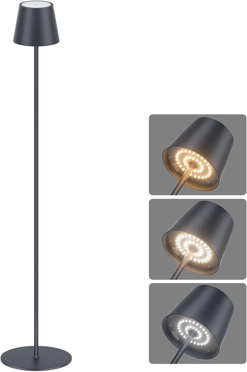 LED Floor Lamp with Battery, Dimmable, Wireless, Rechargeable, Suitable for Indoor and Outdoor Living Room, Balcony - ShopVlot