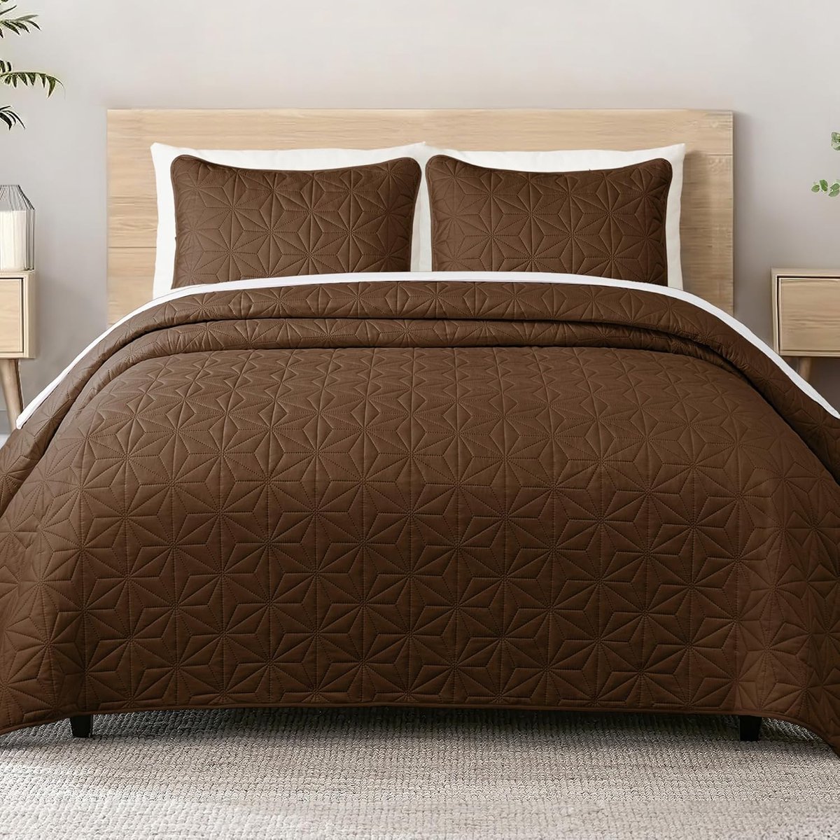 Bedsprei 220 x 240 cm - Microfiber - Geometrisch patroon - Ideaal voor elk seizoen - ShopVlot