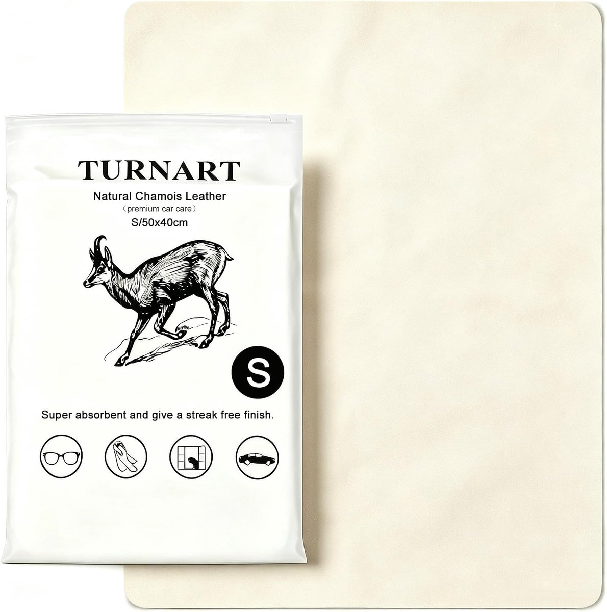 Turnart Chamois Leather Car Natural Premium Magic Drying Car Lint Free No Scratches (GZ/50×40cm) - ShopVlot