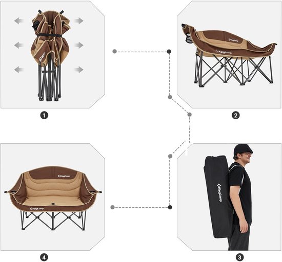 Campingbank Duo Deluxe dubbel - Lounge 2-persoons klapstoel bank 200 kg — afbeelding 5