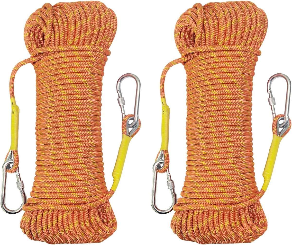 Duurzaam 8mm Klimtouw van Nylon voor Outdoor Activiteiten, Brandbestrijding, Paragliden en Kamperen met 2 Stalen Haken - 5m Lengte