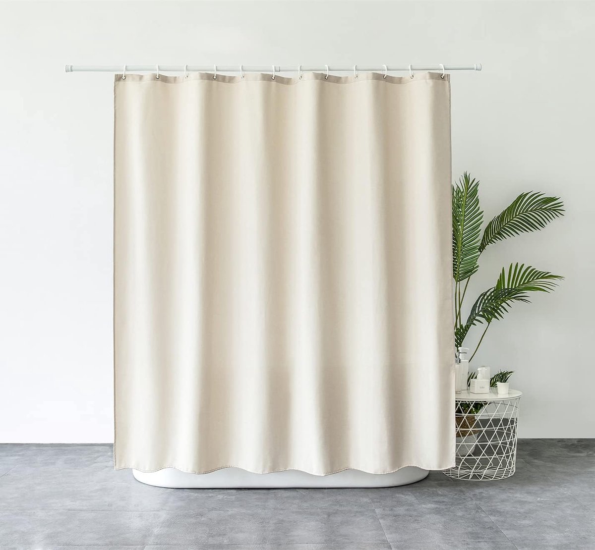 SnelShoppen - Luxe Douchegordijn van Zwaar Textiel met Linnenlook - Schimmelbestendig, 100% Waterdicht, Ondoorzichtig - Inclusief 16 Haken - Ideaal vo