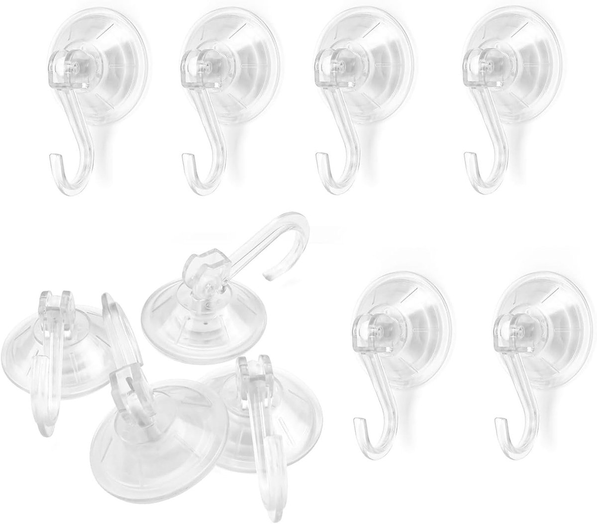 Suction cup haken set van 10 stuks, krachtige zuignappen voor badkamer en keuken, zonder boren, maximaal 5 kg draagvermogen
