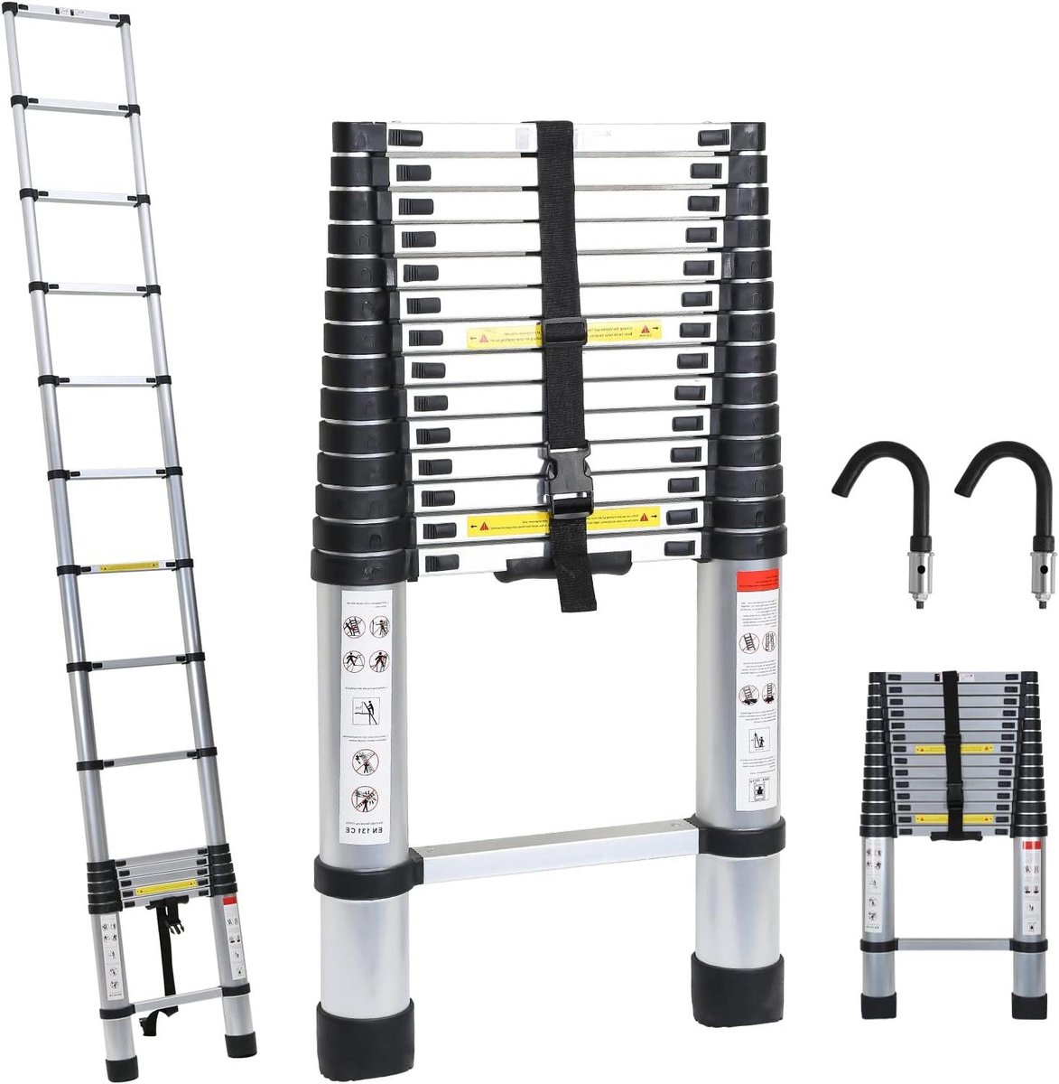Telescoopladder - Uittrekbare ladder - Werkzaamheden Buiten - Antislip Voetjes - 44 Meter - Aluminium