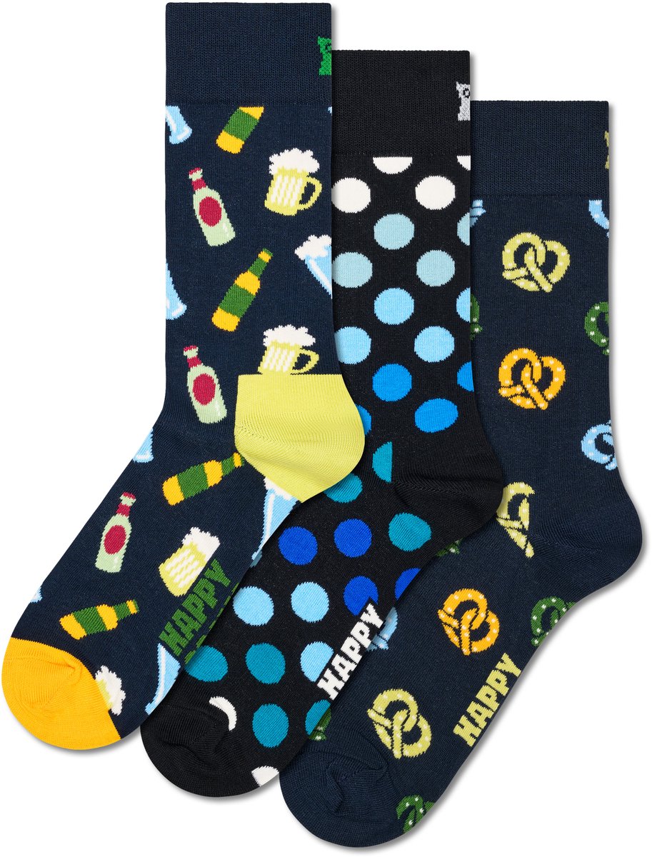 Happy Socks - 3-Pack Beer & Pretzel Socks - Dames - Sokken