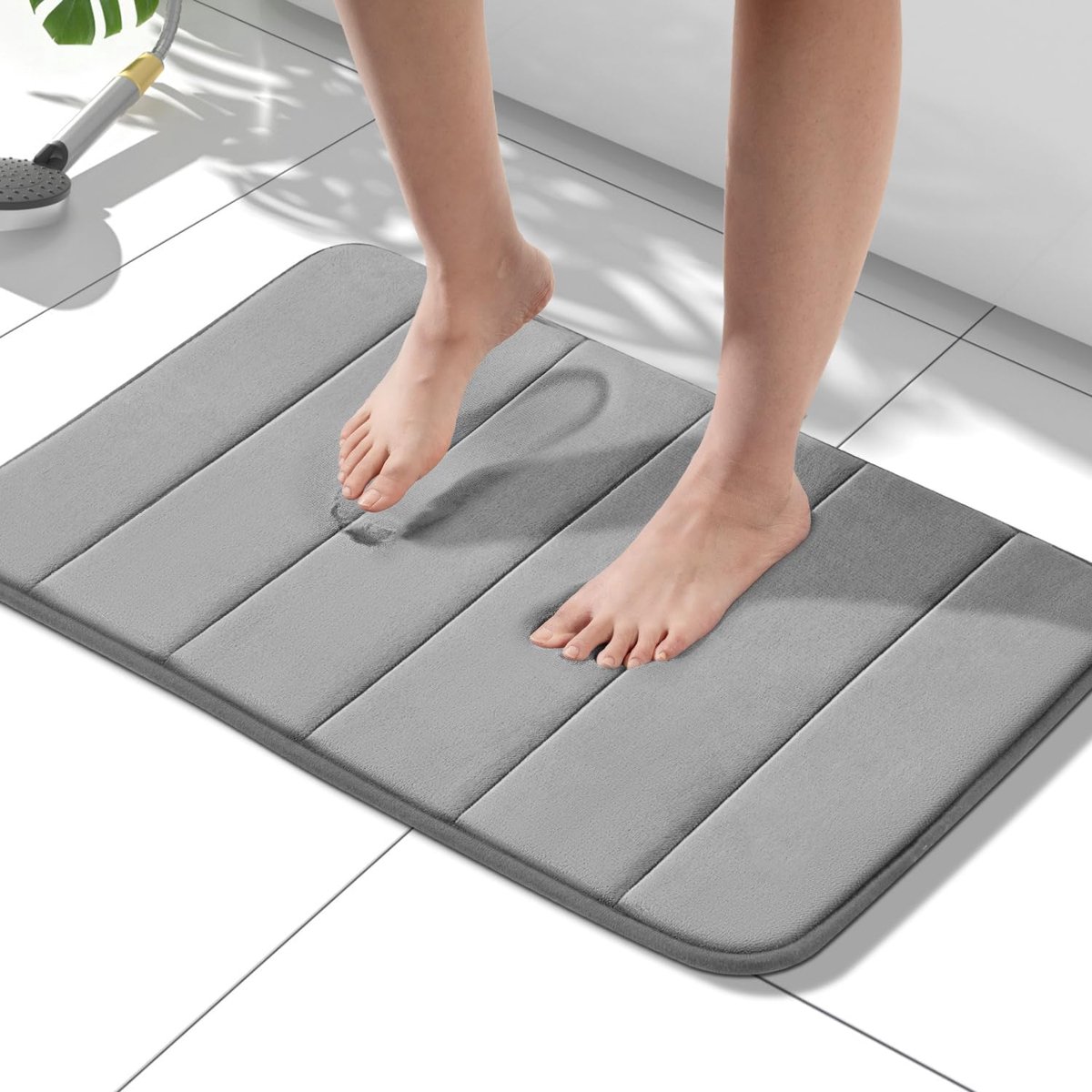 Badmat Memory Foam 40 x 60 cm - Grijs - Antislip - Zacht en absorberend - SnelShoppen