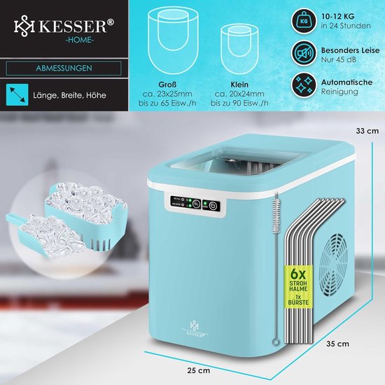 Krachtige IJsblokjesmachine met RVS, 2,2L Tank en LED-Display - Maakt IJs in 7 Minuten van Merkloos — afbeelding 5