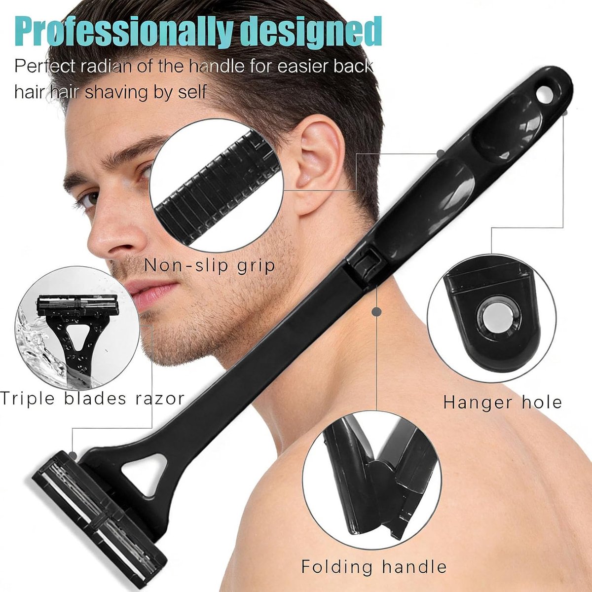 Rughaartrimmer - Lichaamsgroomer - Zelf Verzorgen - Verlengd Handvat - 44 cm - Zwart