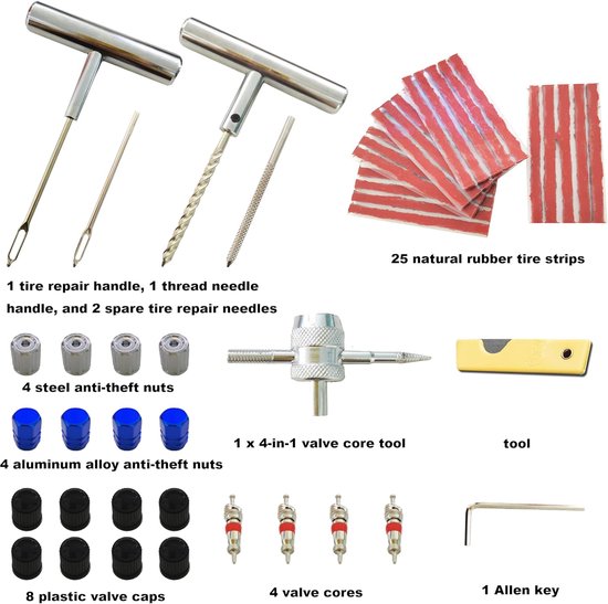 Bandenreparatieset - Zwaar Gebruik - Noodreparatie Onderweg - Compleet Assortiment - 53 Delen - A — afbeelding 4