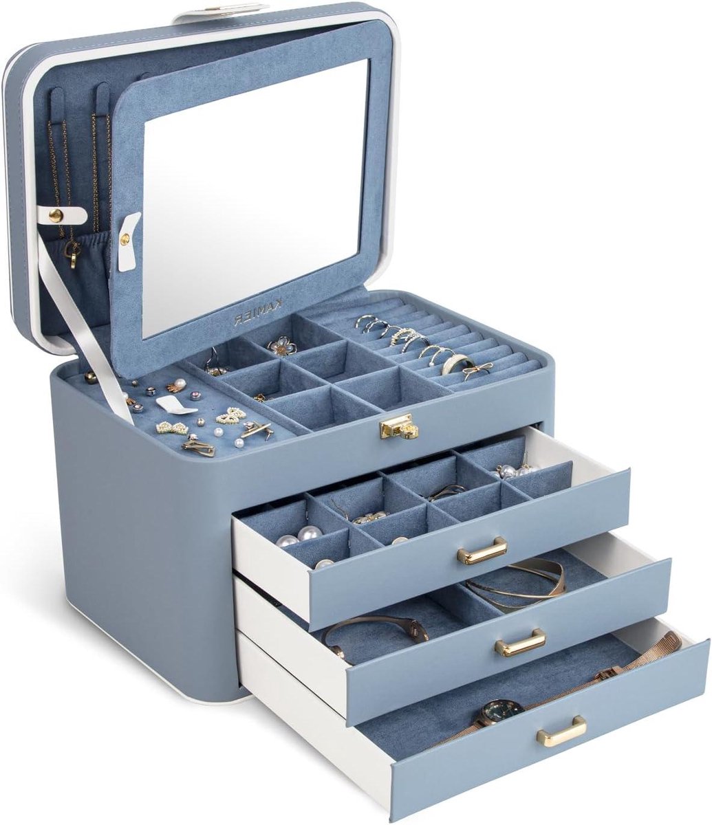 Sieradendoos - Juwelendoos Organizer - Sieraden Opbergen - 4 Lagen Met Spiegel - 24.9 x 17.3 x 16.8 cm