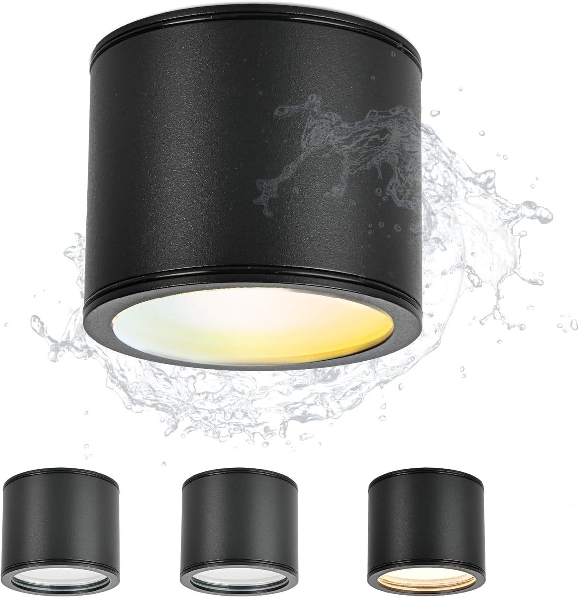 Inbouwspot voor badkamer, IP44 plafondlamp, waterdicht LED downlight, Ø 80 x 65 mm, aluminium, rond, zwart, energiezuinig en stijlvol ontwerp