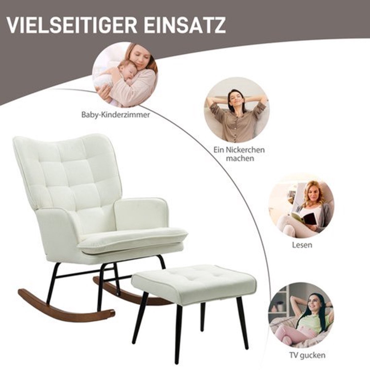 Schommelstoel – Schommelstoelen – Relaxstoel – Fauteuil – Voedingsstoel – Met Voetenbank –