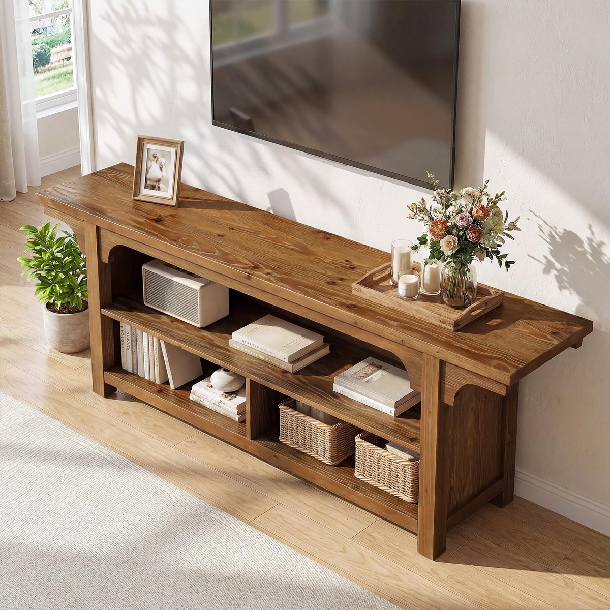 Little Trees TV-kast - Opbergmeubel - Massief hout - Vintage bruin - Midden-eeuws modern -