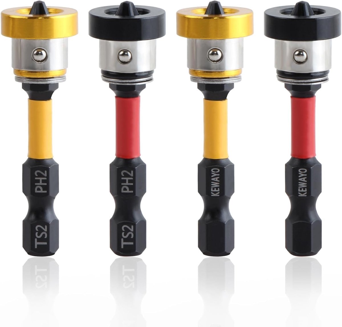 4-delige Set Droogbouw Bits met 1/4 Inch Hex Shank, Magnetisch en Diepte-instelling voor Snelle Montage van Rigips Schroeven en Bevestigingsmaterialen