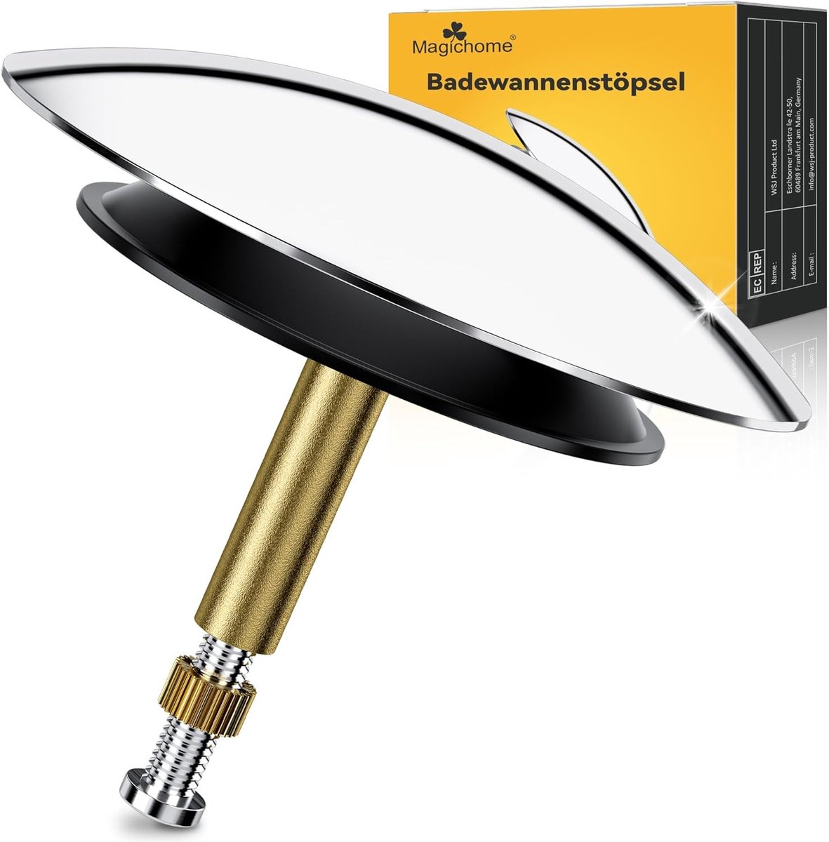 Premium Badstopper met Universele Diameter van 72 mm, Versterkte Afsluiting voor Badkuipen, Roestvrij Staal en Messing