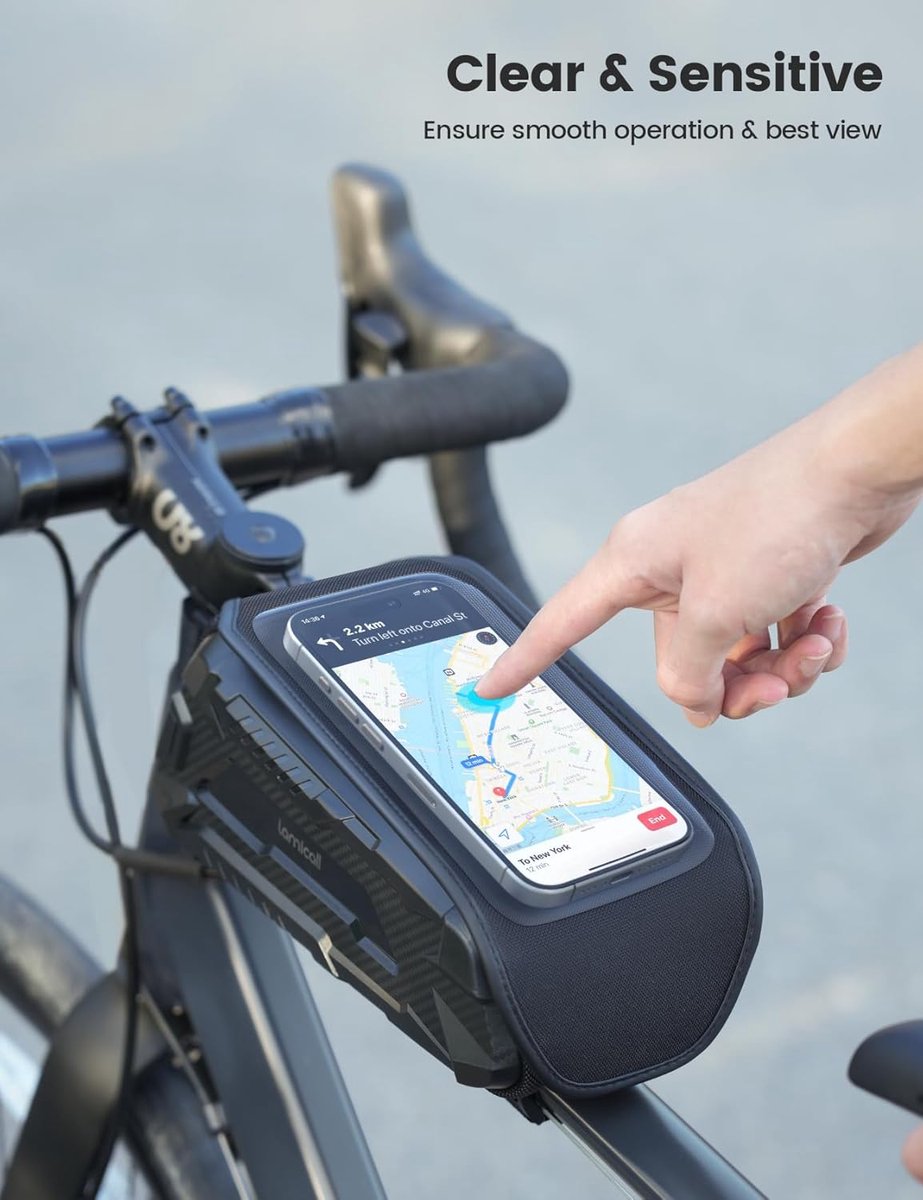 SnelShoppen - Fietstas Frame met Eén Hand Openen en Sluiten - Waterdichte Telefoontas Fiets - 1,6 L Bovenbuistas met TPU Gevoelig Touchscreen voor Sma