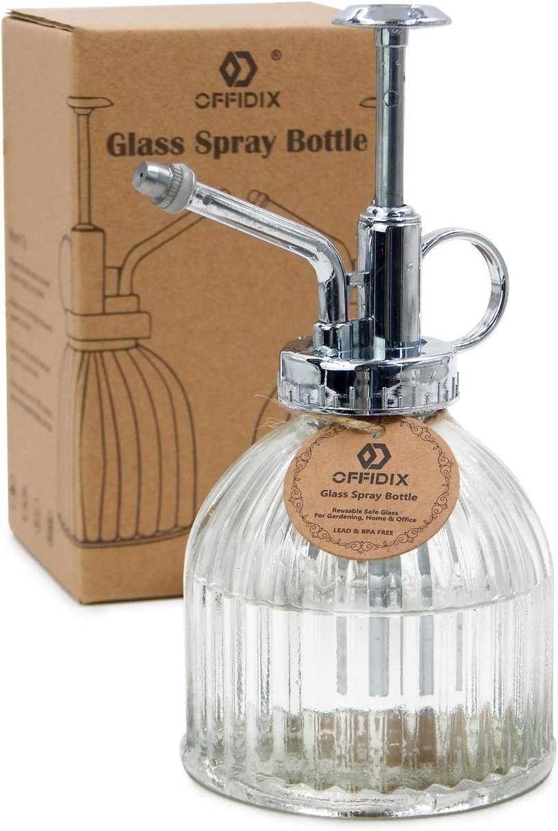 Olijfoliesprayer - Helder - 6,5 inch - Glas met Bronzen Plastic Pomp - Multifunctionele Plantenspuit