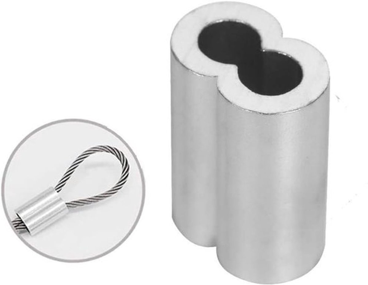 MK Stoer - Draadkabel voor Hondentouw en Waslijn - Aluminium en Staaldraad - 50 Stuks, Geschikt voor Diverse Objecten - Zilverkleurig