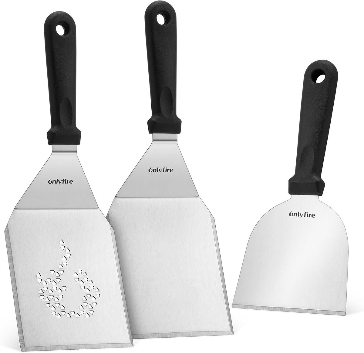 Plancha barbecue - RVS spatels en schraper set - 3-delig - Voor bakplaat en barbecue