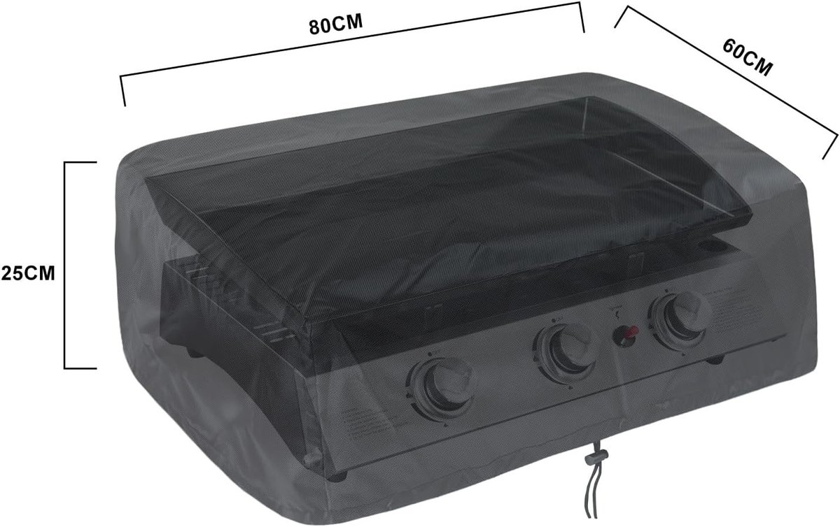 Plancha barbecue - Zwart - 80 x 60 x 25 cm - Waterdichte Oxford Stof Beschermhoes - Universele Gasfornuisbescherming