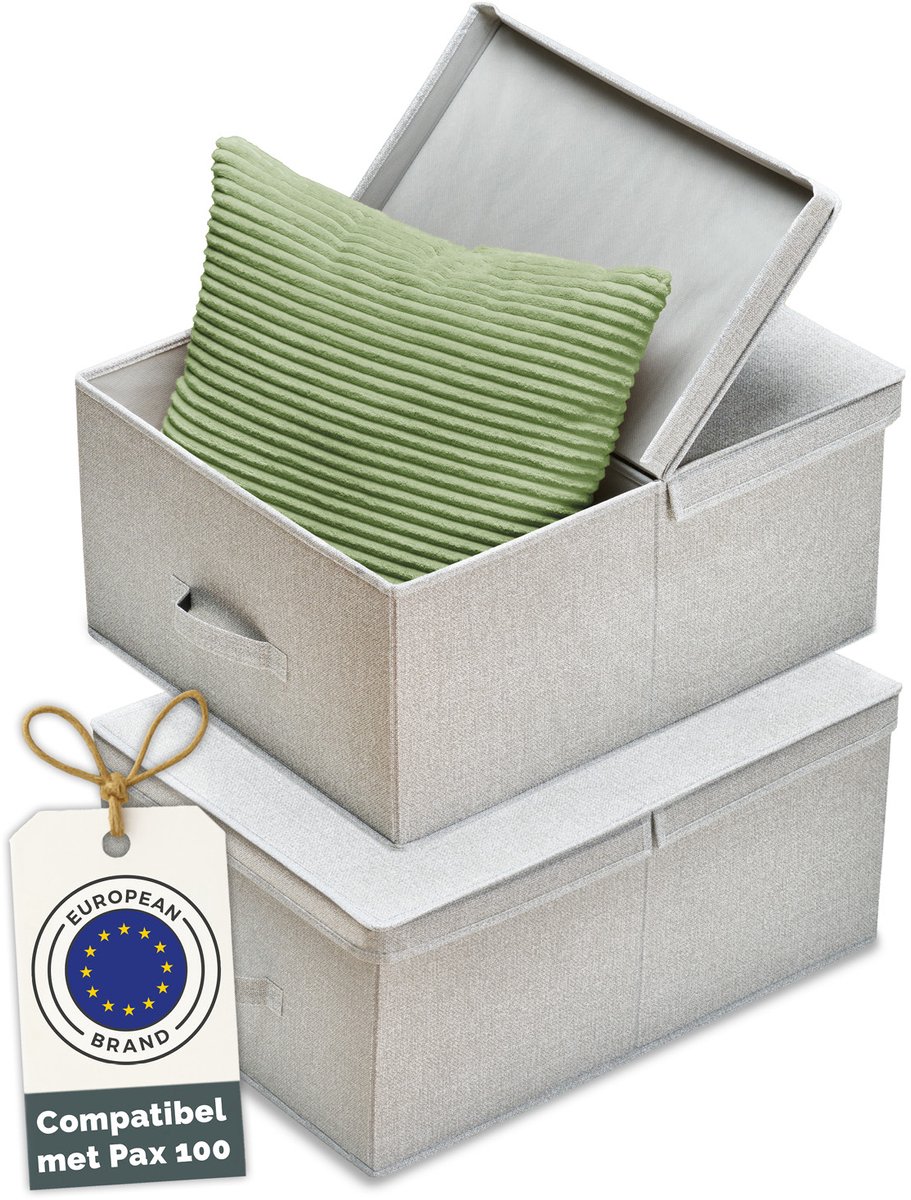 Blumtal HEMNES Organizer Opbergsysteem 2-delige set groot met deksel - Lade-organizer Kleding voor HEMNES ladekast - 2x Opbergbox Kledingkast voor T-shirts groot - Grijs