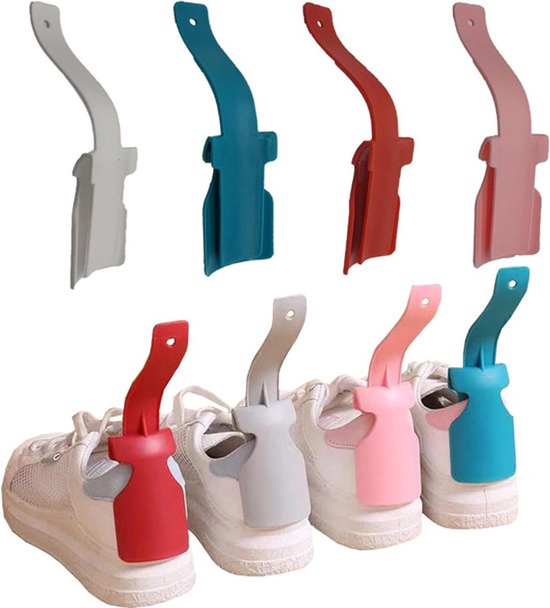 Schoenlepel Set: 4 Stuks Draagbare Schoenhulp voor Gemakkelijk Aan- en Uittrekken van Schoenen met Dunne Hakken, Geschikt voor Mannen, Vrouwen en Senioren